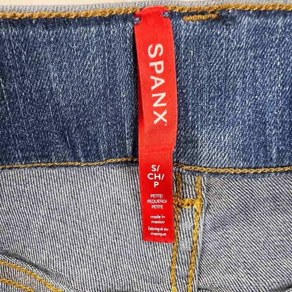 SPANX Seamed Front Wide Leg Pull On Stretch Jeans Vintage Indigo Wash Size S - Picture 8 of 16